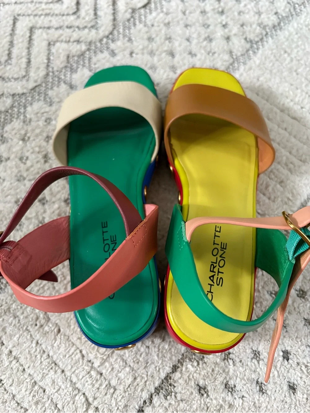 Charlotte Stone Allie Platform Sandals Size 8 Mutli Color